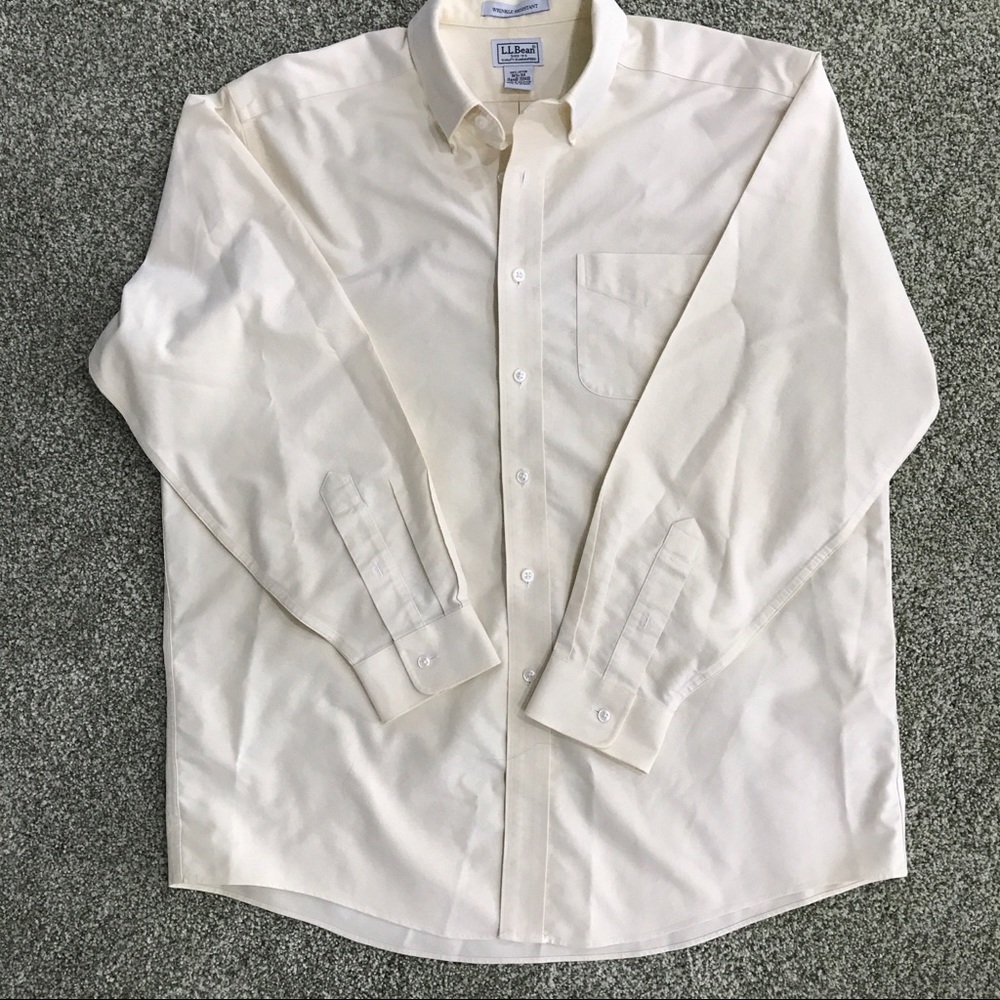 EUC L.L. Bean Yellow Wrinkle Resistant Button Down